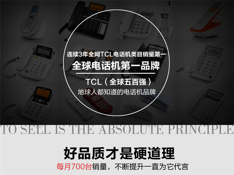 
                                                            TCL 206 电话机  办公家用座机 固定电话  来电显示 免电池 背光显示 有绳电话 TCL206香槟金                