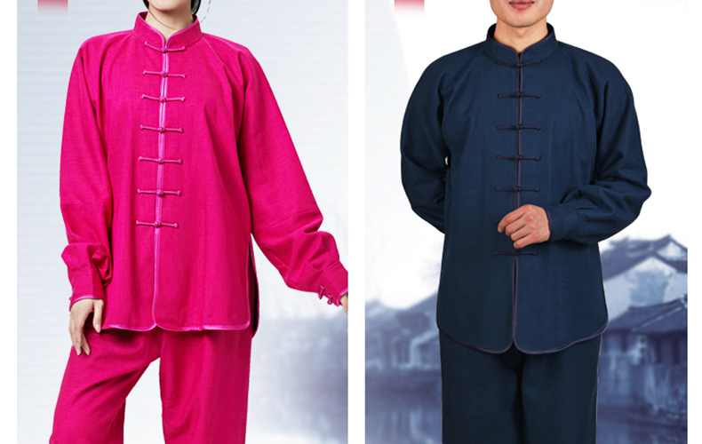 山人运动太极服男女秋冬季加厚练功武术服套装中老年棉麻锦太极拳服装