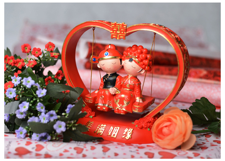 心心香印 美满婚姻娃娃 新婚喜庆过节送礼娃娃婚庆一对情侣娃娃摆件