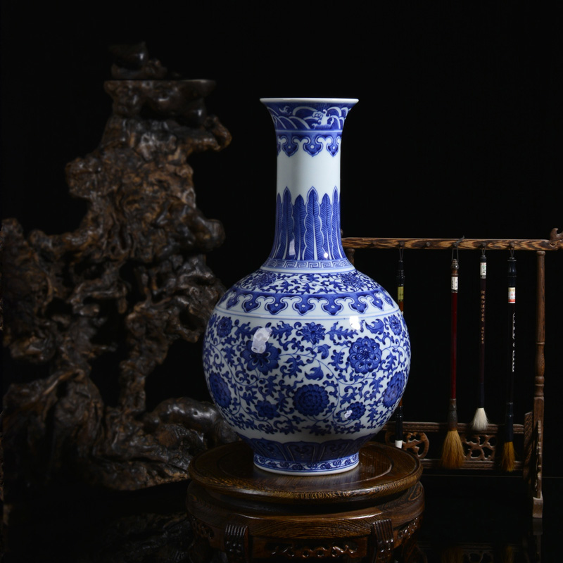 梵尼威景德镇陶瓷器纯手绘收藏级官窑仿古青花瓷花瓶摆设家饰客厅摆件