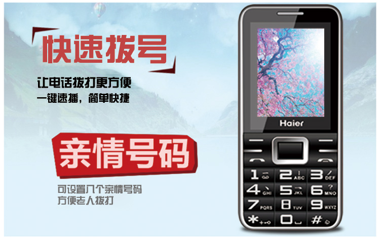 海尔(Haier)  M201 双卡双待 移动/联通2G 直板老人手机 黑色