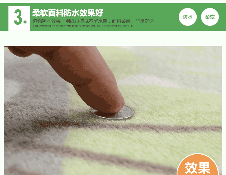 包邮龙猫儿童卡通防滑地毯 客厅卧室地毯 满铺 脚垫 瑜伽垫 可爱儿童房 加厚爬行地毯 绿色 防滑50CM*120CM