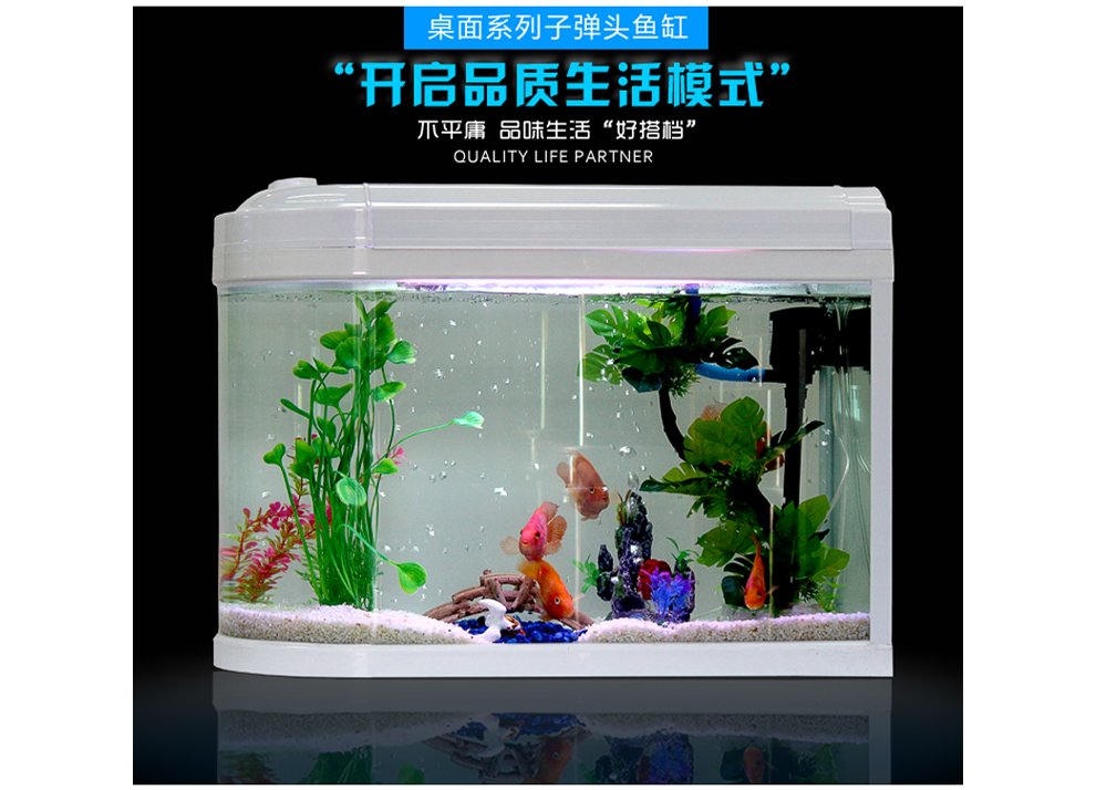 喜灏xihao包送到楼下喜灏子弹头生态鱼缸水族箱小型创意观赏玻璃金鱼