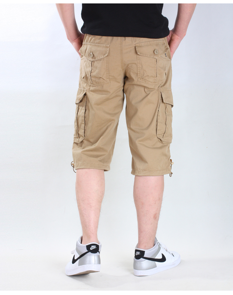 夏季马裤宽松男士工装短裤 男 中裤多口袋七分裤休闲大码沙滩裤 军