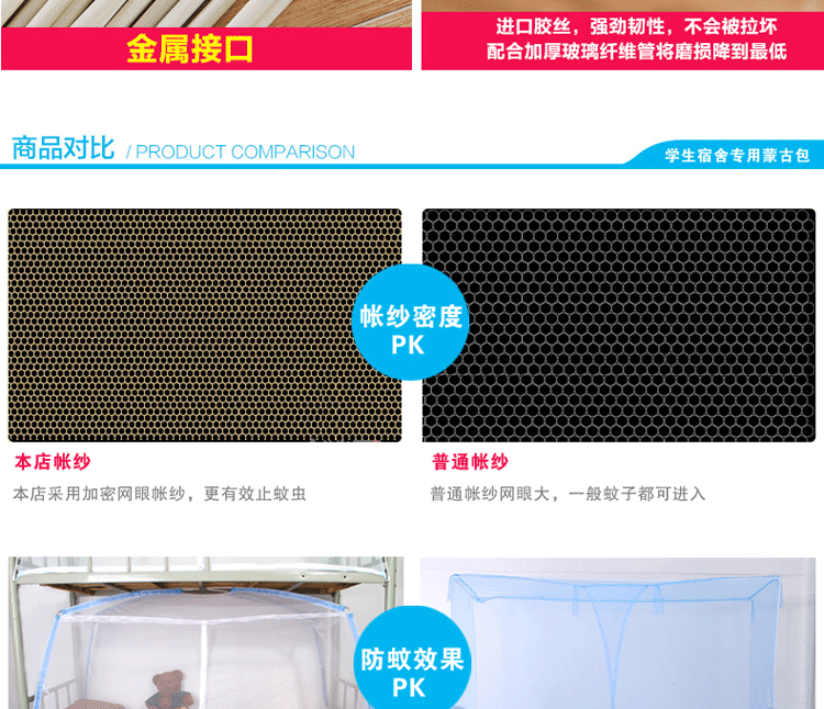 
                                        鼎赞家纺  学生床蒙古包蚊帐 单人床宿舍床学生床用蚊帐0.9米宽床跟1米宽的床用                