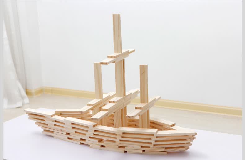 【苗娃儿】木丸子 建筑棒模型木条积木亲子互动创意原木搭搭乐木片