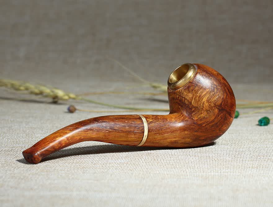 一物一拍海南黄花梨 烟斗手把件 纹理美观138mm36mm47mm