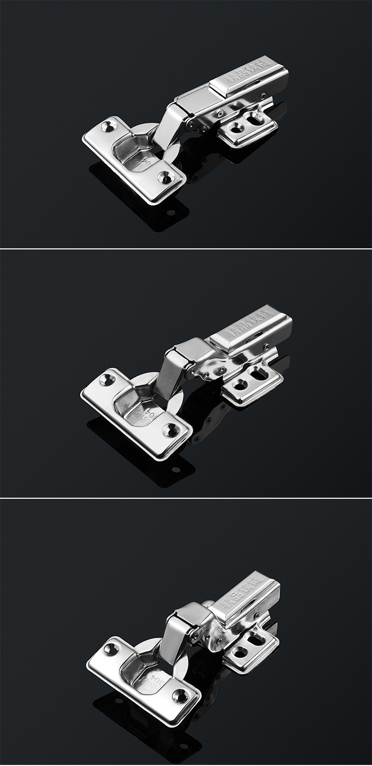 德将铰链合页橱柜门铰液压缓冲阻尼铰链304不锈钢烟头铰 半盖 中弯