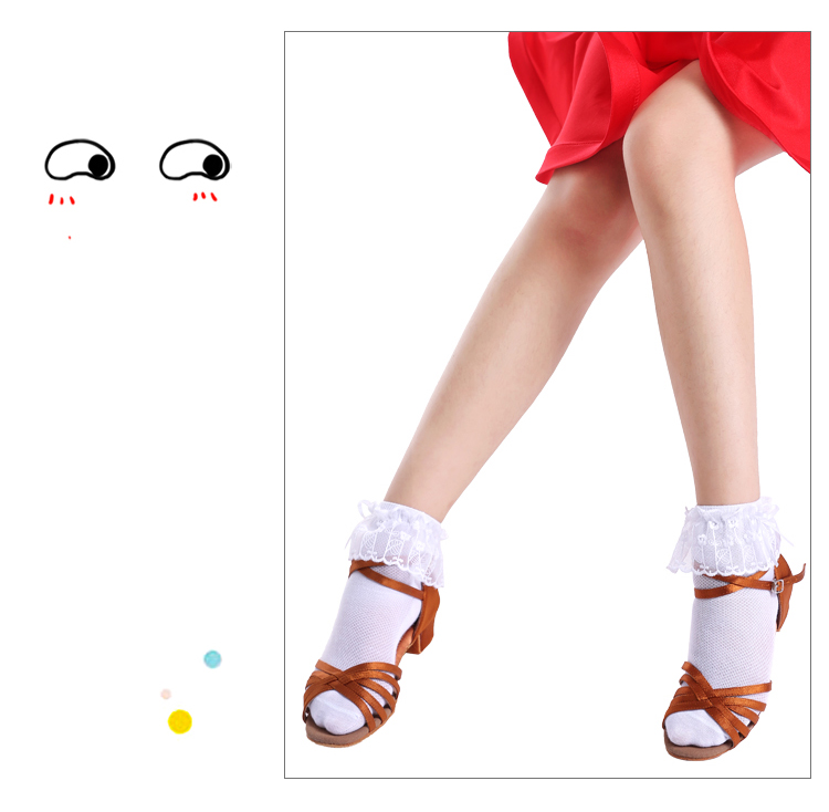 儿童舞蹈袜拉丁舞蕾丝花边袜短袜女童夏季薄款宝宝白色公主袜跳舞袜子