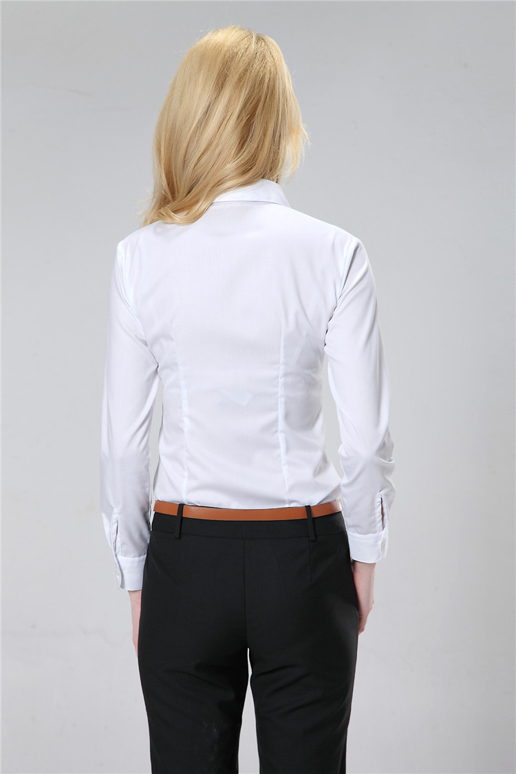 
                                        ZHI YE MEN女装长袖衬衫商务韩版修身OL职业正装免烫白色长袖工作服衬衣 紫罗兰V领 40=XL码                