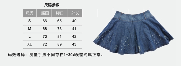 南极人2016新款牛仔百褶短裙半身裙女A字裙蓬蓬裙包臀大码女装DF 浅蓝 XL 29