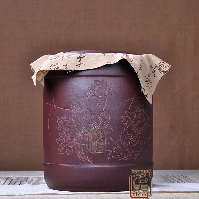 
                                                            茗露 紫砂茶叶罐 宜兴紫砂茶缸 11饼茶罐 存茶罐茶仓普洱罐白茶罐 宜兴紫砂茶叶罐 大号茶 紫砂牡丹罐                