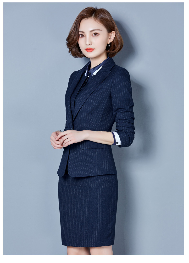 芭妃娅职业套装女气质条纹西装套装女空姐制服酒店前台银行保险公司