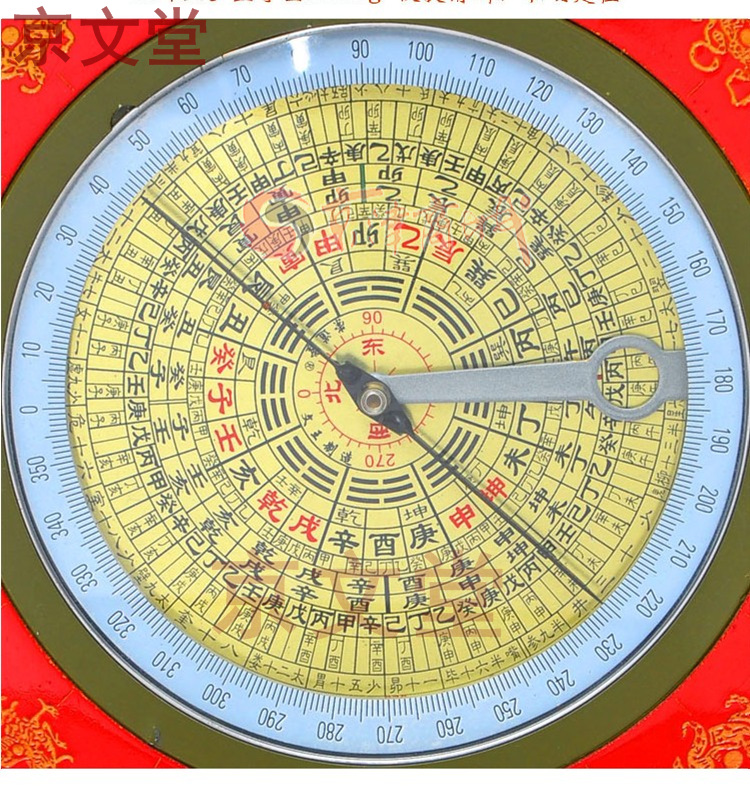 京文堂新款崇道堂堪舆罗盘5寸16cm三元三合综合盘大天池加长强磁针