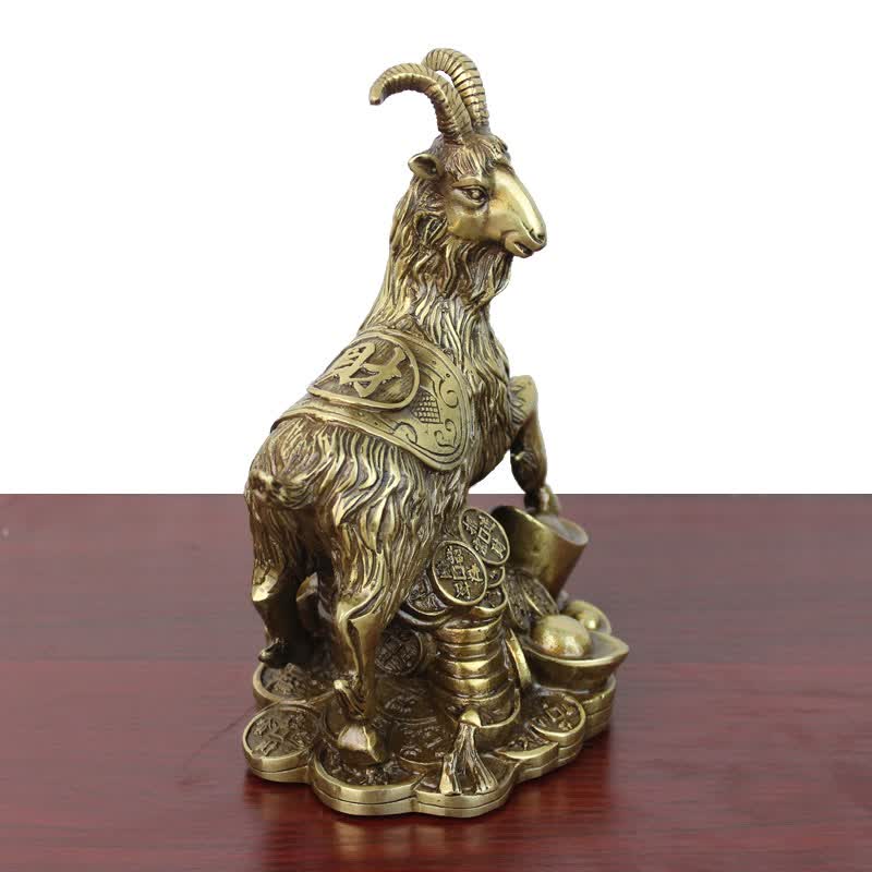 真全铜器纯铜羊黄铜羊踩元宝羊家居装饰工艺品摆件踩元宝铜钱羊