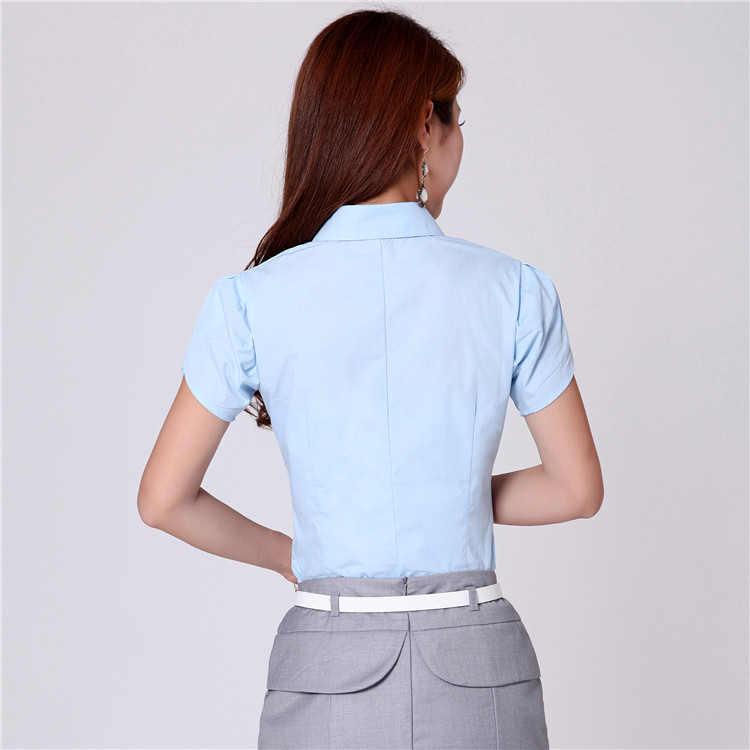 
                                        黛萍 2015新款夏季女装短袖衬衫 牛仔蓝 M                