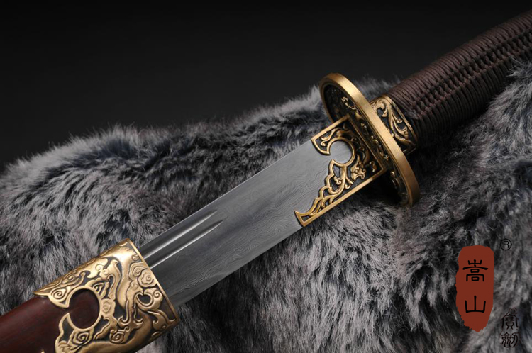 嵩山宝剑 蟠龙清刀 清代腰刀 全手工花纹钢刀剑 弯刀可砍铁宝刀 镇宅
