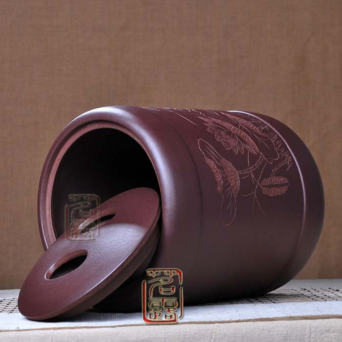 
                                                            茗露 紫砂茶叶罐 宜兴紫砂茶缸 11饼茶罐 存茶罐茶仓普洱罐白茶罐 宜兴紫砂茶叶罐 大号茶 紫砂牡丹罐                