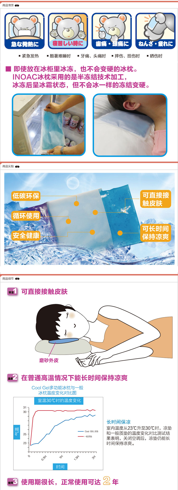 
                                        井上grantecs 儿童冰枕/冰垫 日本进口冷敷降温退热退烧专用枕 IP-003                