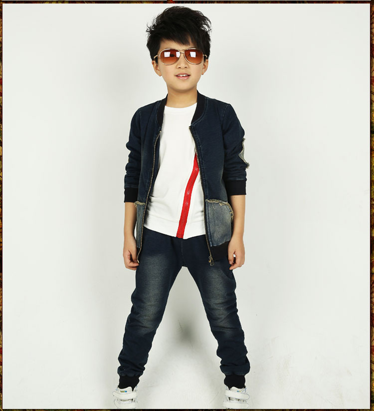 嗨童宝 童装春装套装男童春秋款2015新款春款套男孩运动休闲儿童牛仔