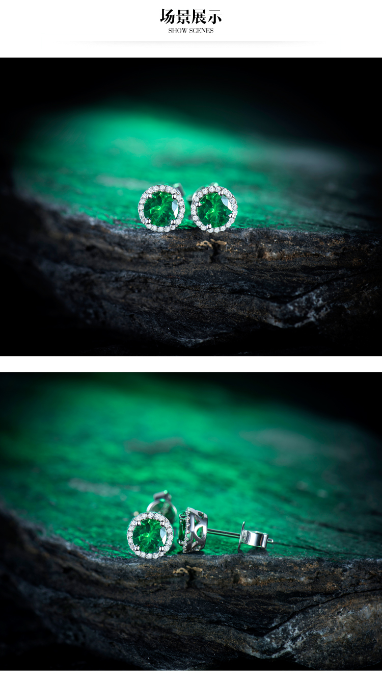 永思珠宝13克拉白色18k金天然沙弗莱耳环耳钉16分钻石彩色宝石定制
