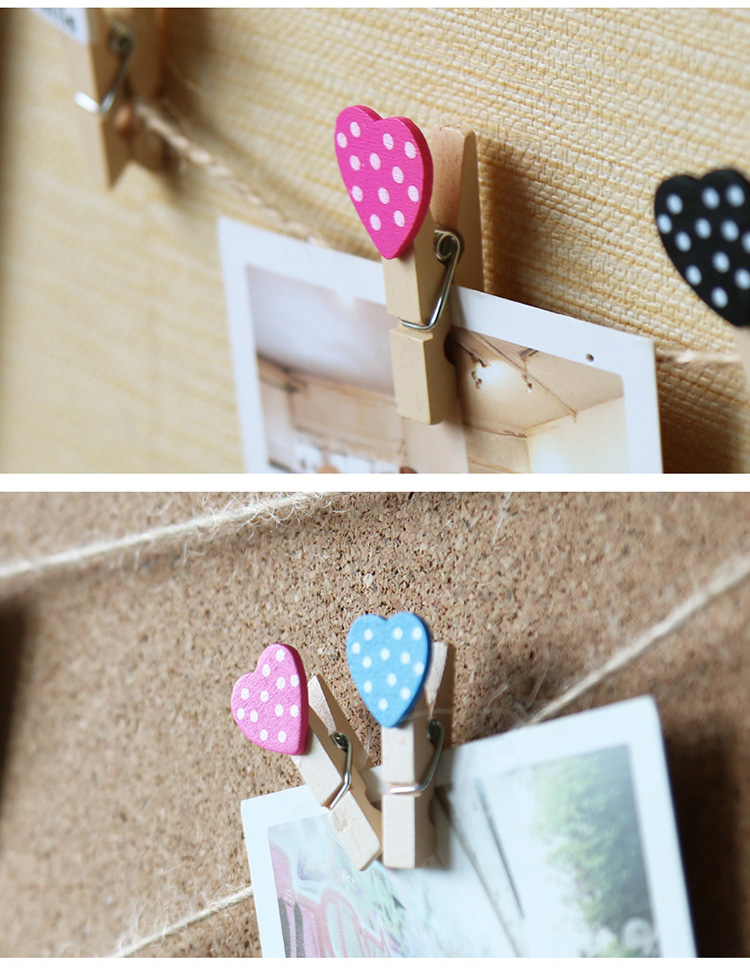 精耐特kinnet可爱墙贴装饰小木夹照片绳 照片墙装饰用木夹麻绳套装(含