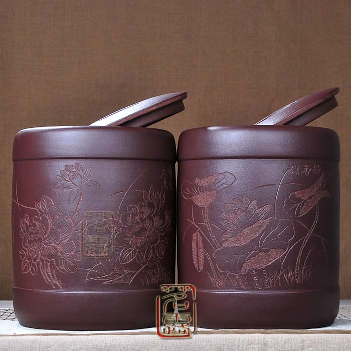 
                                                            茗露 紫砂茶叶罐 宜兴紫砂茶缸 11饼茶罐 存茶罐茶仓普洱罐白茶罐 宜兴紫砂茶叶罐 大号茶 紫砂牡丹罐                