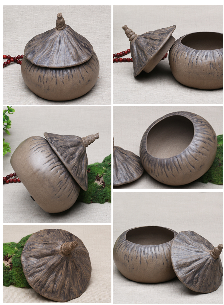 
                                        常胜阁 精品茶道全手工 紫砂茶叶罐  便携茶缸 醒茶罐 普洱存储茶罐 G莲蓬仿真茶叶罐                
