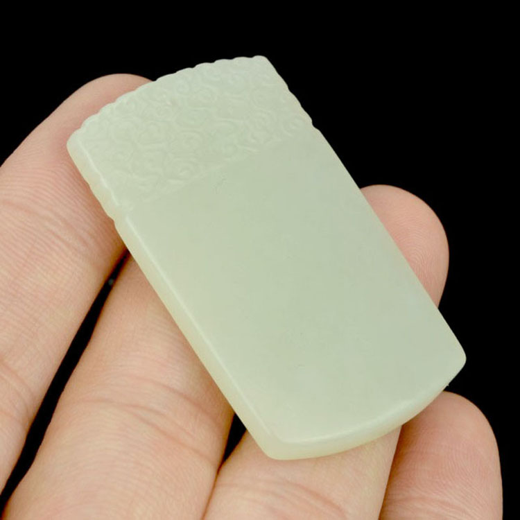 同伴 和田玉平安无事牌挂件和田青白玉祥云无事牌吊坠玉石平安牌子