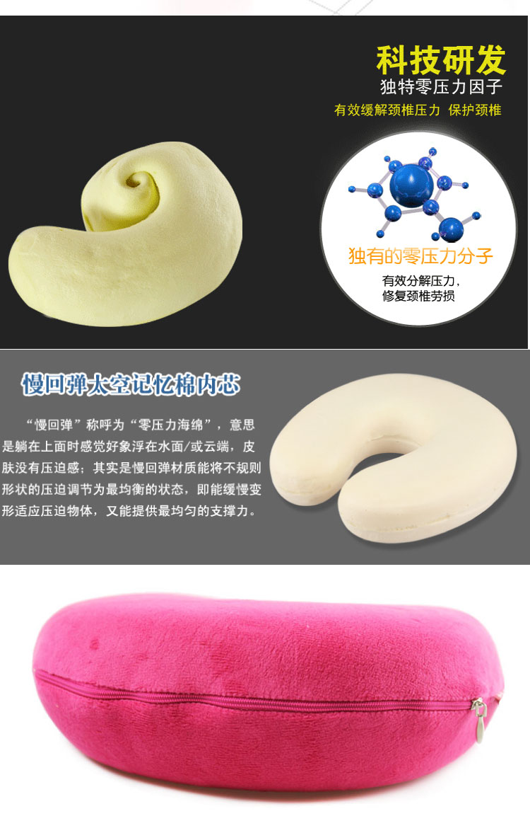 优阁调快回弹记忆棉护颈枕U型枕坐垫美臀垫护腰垫腰靠腰托零压力靠垫坐垫颈枕 宝蓝腰靠