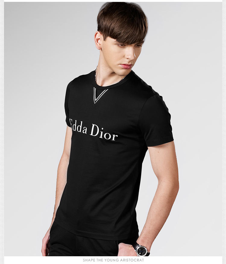 eddadior/迪奥2015春夏装短袖t恤男士圆领纯棉新款休闲