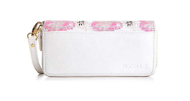 纽芝兰nucelle暗香盈袖系列牛皮女士长款钱包070018 浅粉红