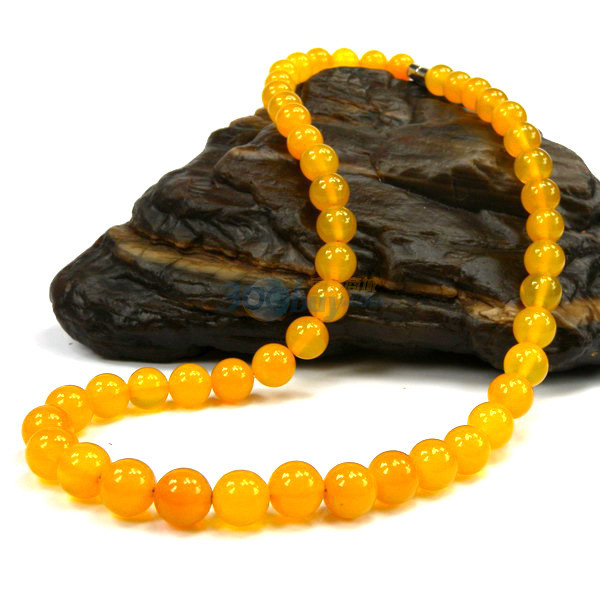 一生一石3a级巴西黄玛瑙项链8mm45cm赠证书