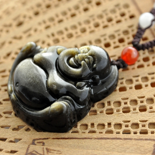 悦人天然金曜石佛公吊坠