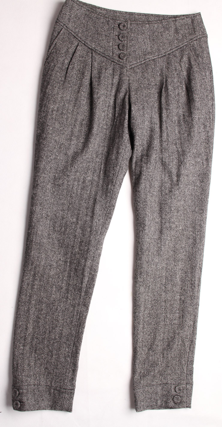 宅辛2011四粒扣高腰育克修身帅气长裤 k104039