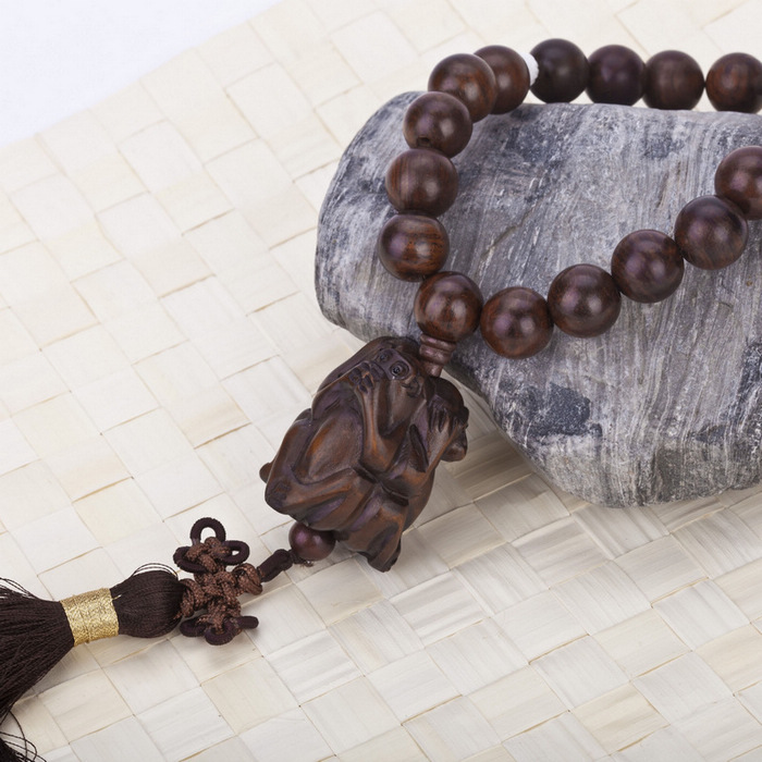 沐恩 新年礼物 三不猴 精雕酸枝木加砗磲念珠车挂