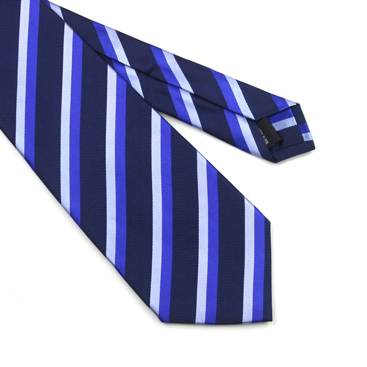 eabri 海军蓝底双色宽条全真丝领带 顶级七折工艺领带