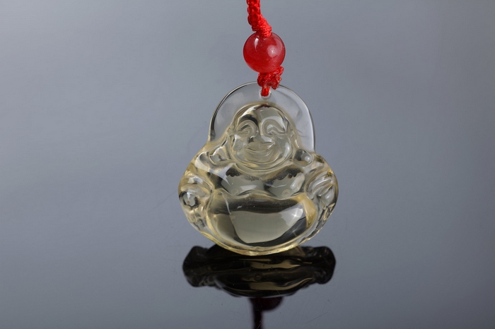 悦人天然黄水晶双面佛公吊坠