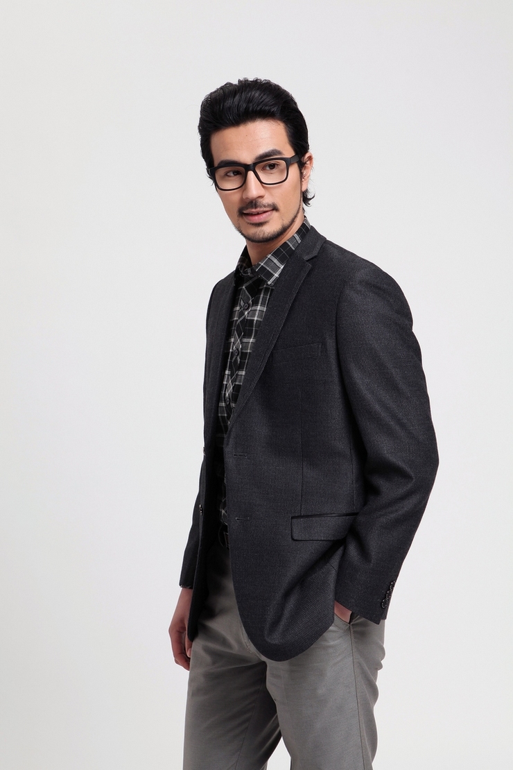 【步云男装】商务正装 春秋季 毛呢西装 修身西服 x81059 如图 170