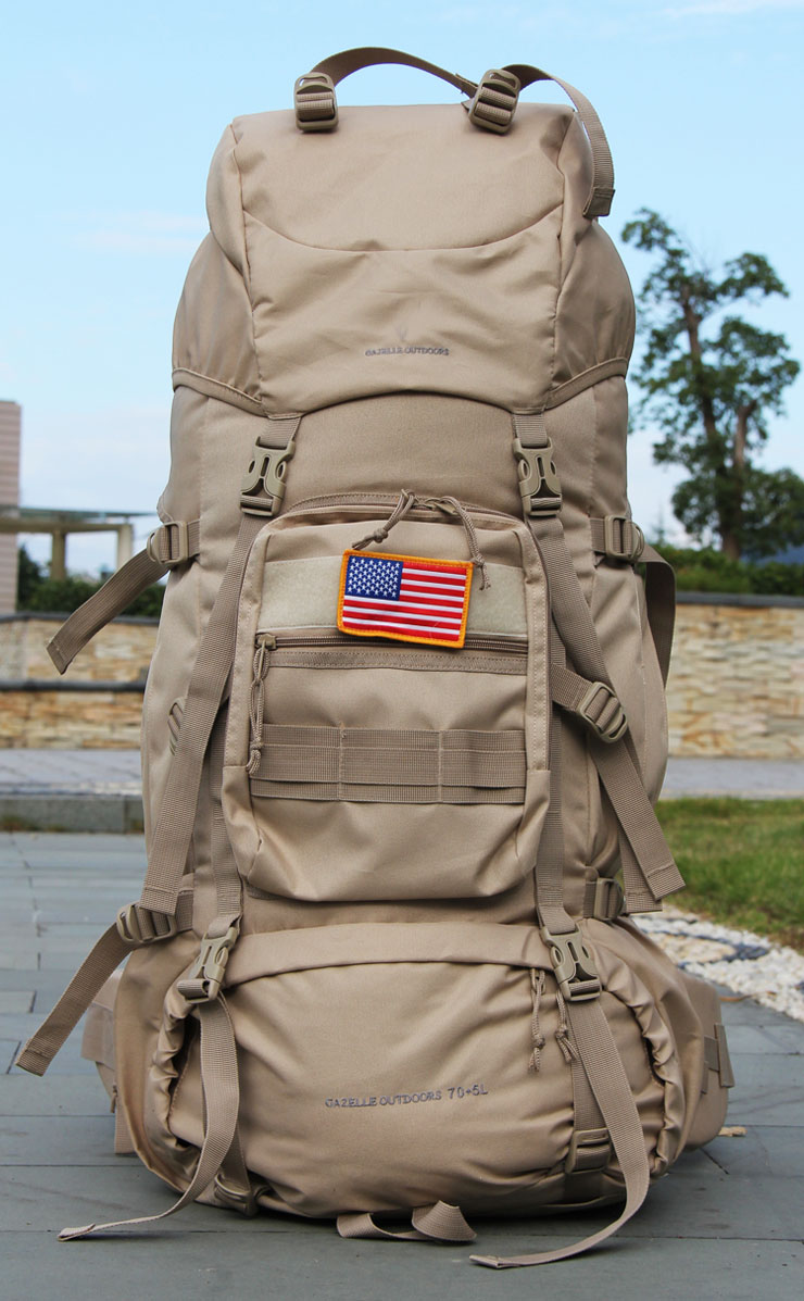 70l登山包 大容量户外双肩旅行包 军用背包 防雨罩 黑色