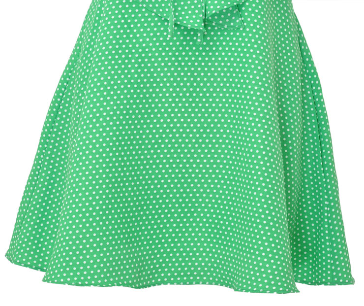 shewill2011新日系甜美公主修身绿色波点背心裙 雪纺连衣裙sq033 绿色