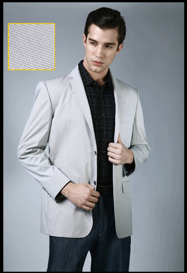 意大利 romaster 罗马世家 男士灰色纯色开衫款翻领长袖西服 rj354195