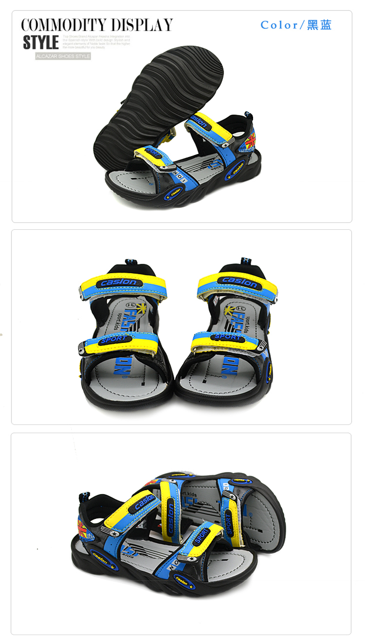 caslon卡西龙夏季新品凉鞋多色男童沙滩鞋2x3373 黑绿色 33