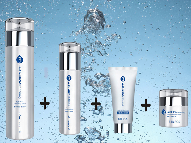 伊贝诗 ribecs 水悦皙白美白四件套装(洁面乳100g 净肌水120ml 净肌