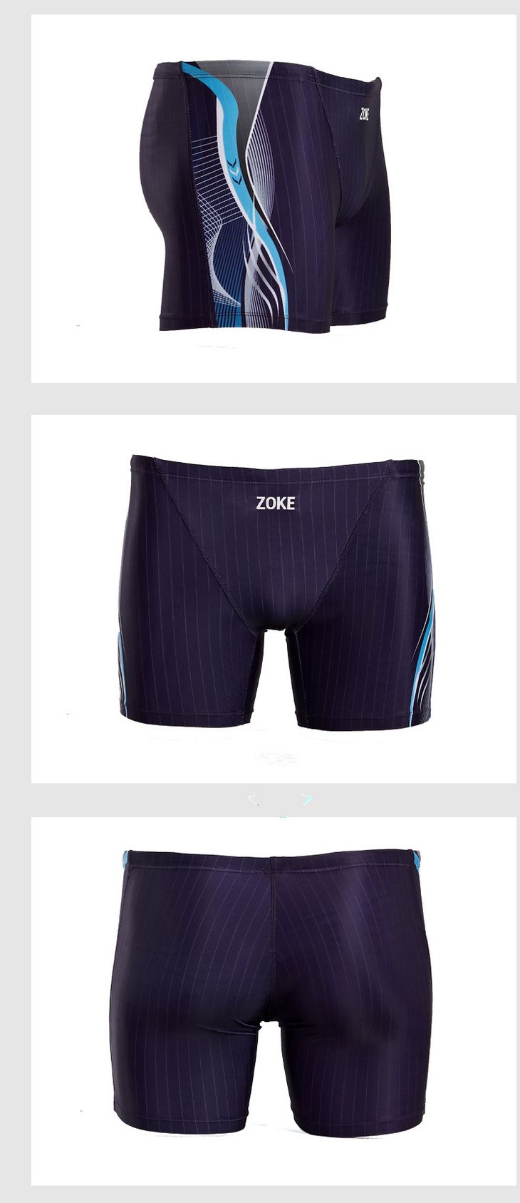 zoke洲克泳裤男 平角时尚男式游泳裤cs16718-2 丈青/粉红 l