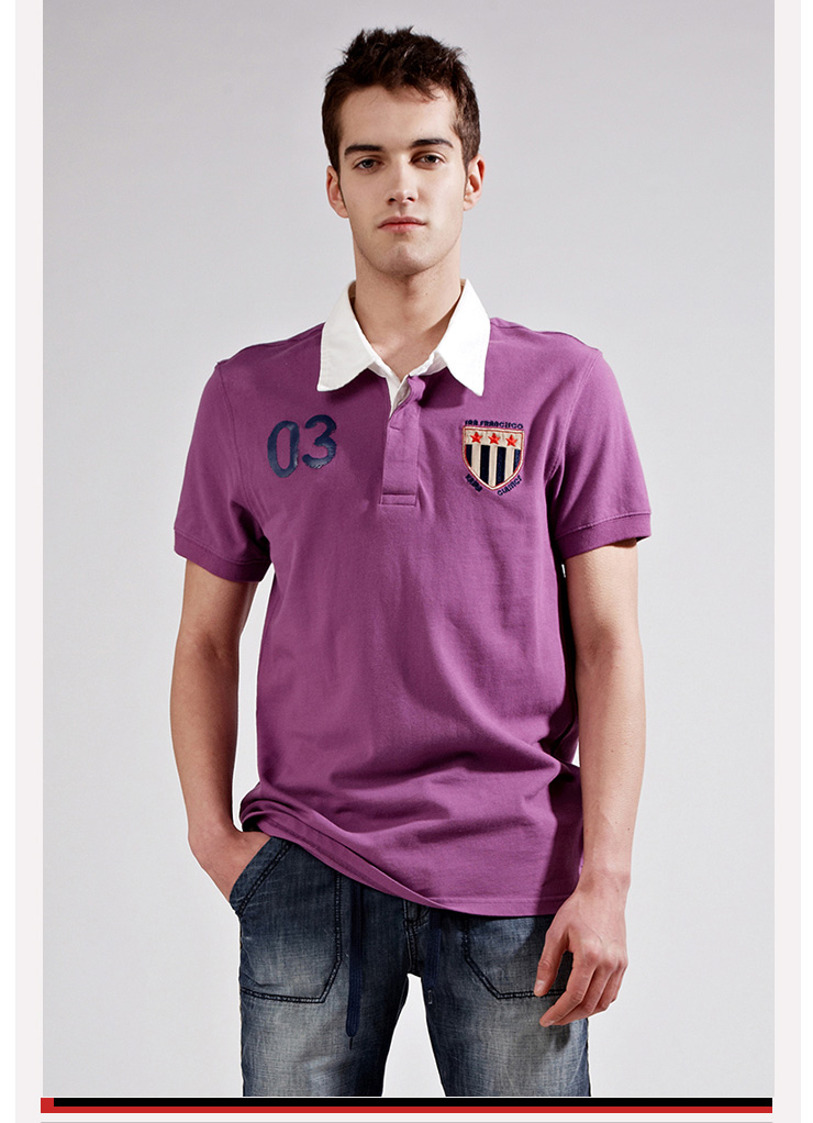 kama卡玛 男士潮流撞色领徽章短袖polo衫2212506 黑色 l