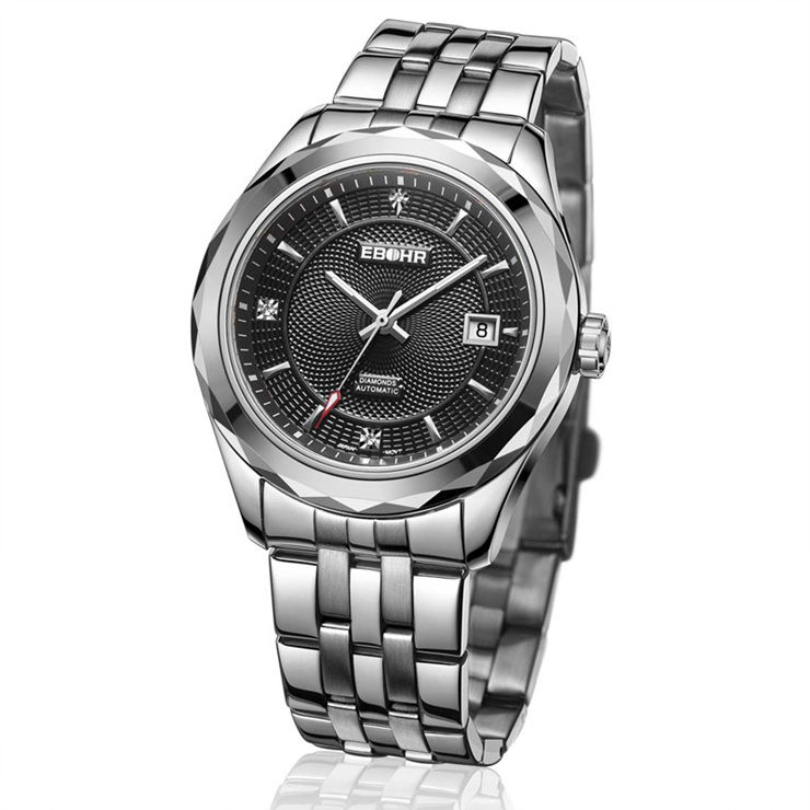 依波表(ebohr)豪华机械系列 10270110 日历显示 镶钻表面 男士腕表