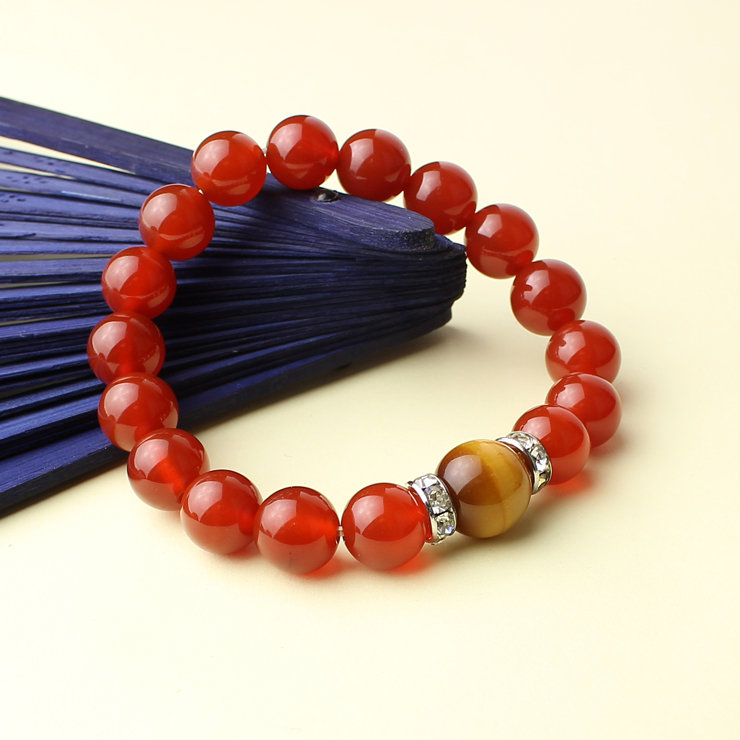 八九不离石 3a级天然红玛瑙黄虎眼木变石藏银手链10mm 12mm附证书