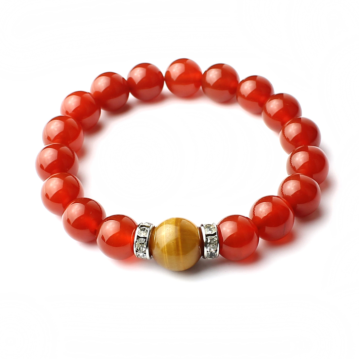 八九不离石 3a级天然红玛瑙黄虎眼木变石藏银手链10mm 12mm附证书