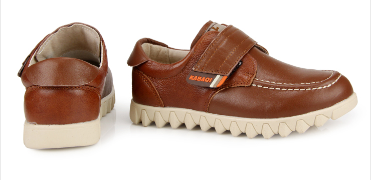 卡巴奇 春秋新款头层皮男女童学生皮鞋